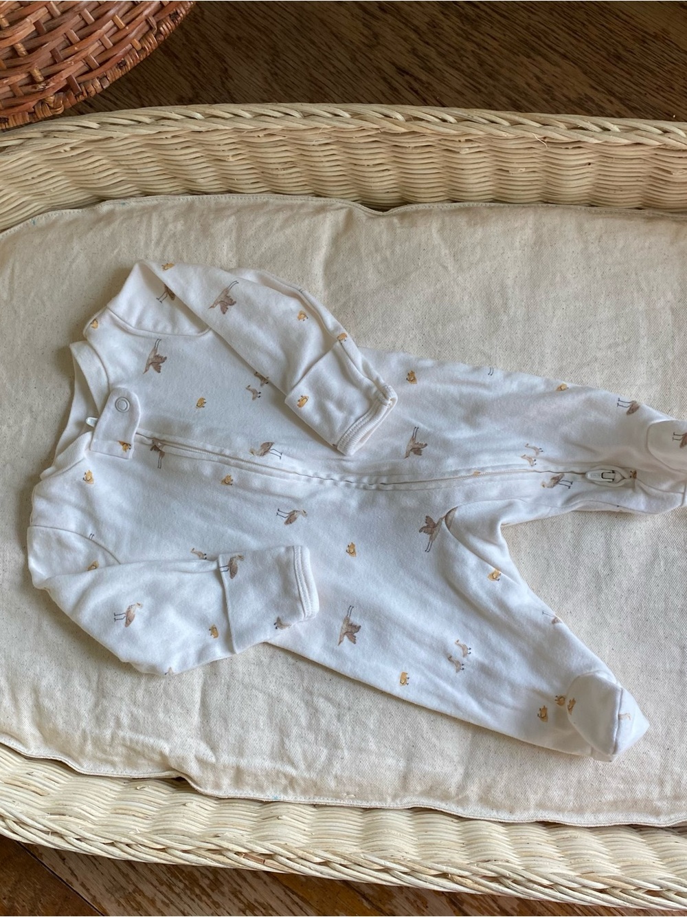 Carter’s newborn WhiteBaby Sleeper bodysuit with Animal Print with 2-way zipper